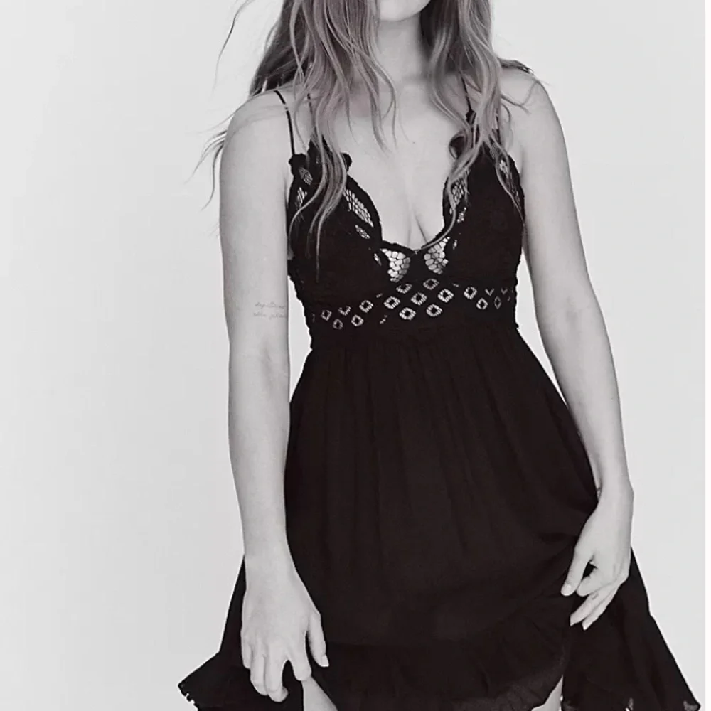Free People One- Adella Slip Black Size Small EUC